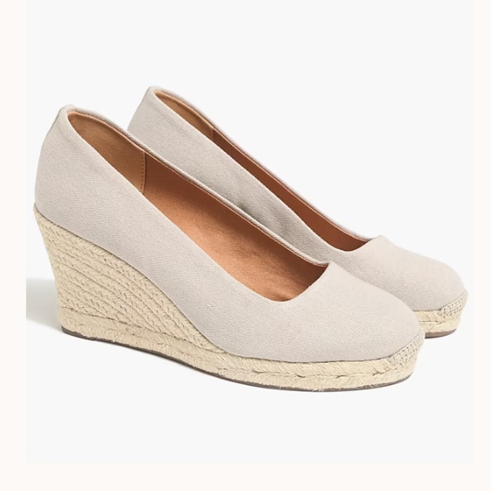 J. Crew Cream Canvas Espadrille Wedge Pumps